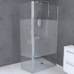 Paroi de douche et volet pivotant 90 + 40x200 cm - bande d�polie - barre de fixation chrome