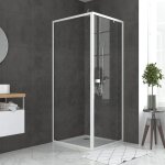 Pack porte de douche pivotante blanc de 78 � 90x185cm + retour 80 verre 5mm - whity pivot