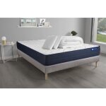 Pack lit complet 180x200 cm - matelas + sommier gris (en kit) + 2 oreillers + couette - actimemo lif