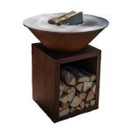 Pack brasero printemps - classique simple cuve acier corten - 83x90 cm - un brasero classique en acier ...