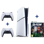 Pack ps5 standard : console playstation 5 (modle slim) + 2me manette dualsense blanche + fc 26