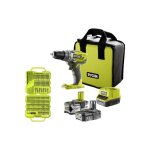 Pack ryobi perceuse - visseuse r18dd3 - 2415bs - 18v one + - 2 batteries 4, 0 ah - 1, 5ah - chargeur ...