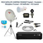 Pack satellite camping fransat trepied + parabole + récepteur fransat + kit satfinder + kit coaxial Pack satellite camping fransat trepied + parabole + récepteur fransat + kit satfinder + kit coaxial