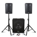 Pack sono 1400w - 2 enceintes disco8b 2x300w + caisson actif ibiza sub15a 800w + pieds ss01b - mini + ...