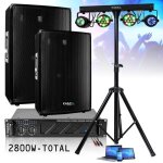 Pack sono 2800w total ibiza - ampli 2x800w - 2 enceintes 600w - pied support - 4 jeux de lumière projecteurs ... Pack sono 2800w total ibiza - ampli 2x800w - 2 enceintes 600w - pied support - 4 jeux de lumière projecteurs ...