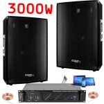 Pack sono 3000w enceintes ampli + cble pack dj sono mix idal mariage salle des ftes disco - mobile ...