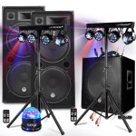 Pack sono 3200w dj mega basses - subwoofer bi - amplifi� 18 46cm - enceintes 215 portiques 8 lumi�res ...