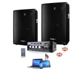 Pack sono 600 + ampli + 2 enceintes 300w pa dj sono led light club bar soire familiale sport karaoke ...