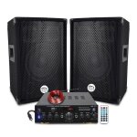 Pack sono dj - bm sonic - bmsonic cluster - enceintes bass reflex 3 voies - boomer 8 (20 cm) - amplificateur ...