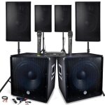 Pack sono complet 4800w 4 enceintes 2 sub 18 / 46cm - usb / bluetooth / pc / systeme microphones uhf ... Pack sono complet 4800w 4 enceintes 2 sub 18 / 46cm - usb / bluetooth / pc / systeme microphones uhf ...