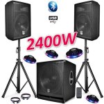 Pack sono complet bms1812 usb - bluetooth 2400w sub 18 + 2 enceintes 12 + pieds + câbles + tél + 4 ovni ... Pack sono complet bms1812 usb - bluetooth 2400w sub 18 + 2 enceintes 12 + pieds + câbles + tél + 4 ovni ...