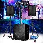 Pack sono enceinte + subwoofer 1800w usb bluetooth + pieds + cables + portique lumieres - pa dj sono ...