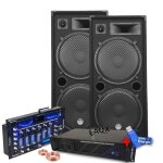 Pack sono ibiza sound 4000w 2 enceintes bm sonic ampli table bluetooth / usb cbles mariage salle des ...