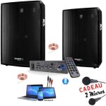 Pack sono karaoke 600w avec 2 enceintes sono 300w - 1 ampli hifi 100w bluetooth et usb - 2 micros filaires ... Pack sono karaoke 600w avec 2 enceintes sono 300w - 1 ampli hifi 100w bluetooth et usb - 2 micros filaires ...