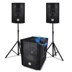 Pack sono triphonique bms 1208 caisson bi - amplifi 1000w - usb bluetooth 30cm 2 satellites 8 cbles ...