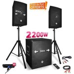 Pack sonorisation 2200w - enceintes + caisson + pieds - usb - bluetooth - bm sonic bms1512