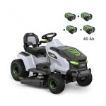 Pack tracteur tondeuse autoporte  jection latrale et mulching 4 batteries 10ah et chargeur rapide ...
