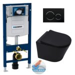 Pack wc bati geberit duofix + wc suspendu sat infinitio noir mat sans bride + abattant frein de chute ...