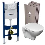 Pack wc bati - support geberit duofix + wc cersanit s - line pro + abattant + plaque blanche + set dhabillage ...