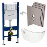 Pack wc bati - support geberit duofix + wc sans bride sat + abattant softclose + plaque blanche + set ...