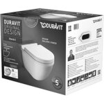 Duravit pack cuvette suspendue starck 3 rimless. frein de chute avec abattant et amortisseur de fermeture ...