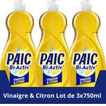 Paic liquide vaisselle bi - activ ? vinaigre & citron ? nettoie - d�graisse ? 750ml ? lot de 3