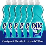 Paic liquide vaisselle bi - activ ? vinaigre & menthol ? nettoie - d�graisse ? 750ml ? lot de 6