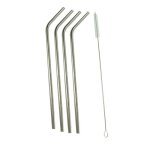 Paille en inox - comptoir du caviste - set de 4 - r�utilisables - goupillon inclus - design �l�gant