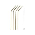 Pailles en inox dor�es point virgule - set de 4 - 20. 5 cm - r�utilisables et �l�gantes