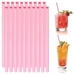 Pailles en plastique r�utilisables c?ur rose 20 pi�ces f�te cocktail anniversaire mariage smoothies boissons ...