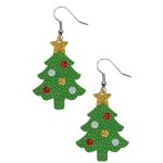 Paire boucles doreilles sapin de nol femme - accessoire de dguisement bijou fantaisie