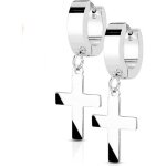 Boucles doreilles - acier - croix pendue - argent - mixte - adulte
