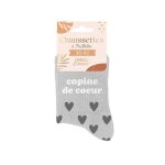 Paire de chaussettes paillettes copine coeur femme 39 gris argent 39