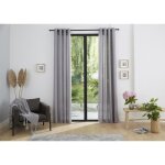 Paire de doubles rideaux  ?illets effet lin gris perle 140 x 260 cm moonlight deco