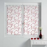 Voilage - douceur dint�rieur - paire droite passants - 2x60x90 cm - petite fleur - blanc / rouge