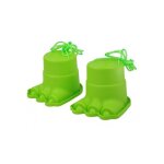 Paire echasses enfant pattes monstre dino vert - pots boites h 12 cm plastique - jeu equilibre marche ...