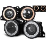 Paire de feux phares bmw serie 3 e30 de 1982 a 1994 angel eyes noir - 27361127