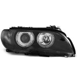 Paire de feux phares bmw serie 3 e46 coupe cab 03 - 06 angel eyes noir (m84)