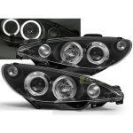 Paire de feux phares peugeot 206 de 2002 a 2006 angel eyes noir - montage h7