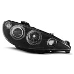 Paire de feux phares peugeot 206 02 - 07 angel eyes noir lppe27