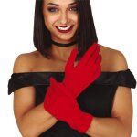 Paire de gants courts polyester rouge adulte