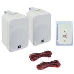 Paire de mini enceintes 200w blanches 65 2 voies avec support - id�al pour une utilisation domestique ...