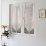 Paire de petits rideaux aspect lin finition pointe ecru 60x160 cm