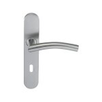 Paire de poign�es de porte klose besser inox 304 sur plaque romy vague - fonction: trou petite cl�