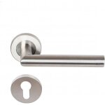 Paire de poign�es de porte sur rosaces rondes elsa angle vif inox 304 klose besser - rosace: + 1 paire ...