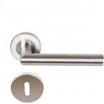 Paire de poign�es de porte sur rosaces rondes elsa angle vif inox 304 klose besser - rosace: + 1 paire ...