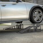 Paire de rampes de levage r�glables : rampes pour voiture 2 tonnes acier robuste hauteur ajustable id�al ...