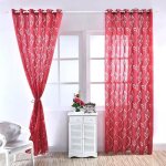 Paire de rideau voilages 100 * 250cm feuillet rouge