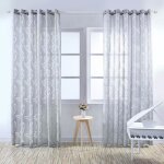 Paire de rideau voilages - feuillet gris - 100 x 250 cm