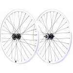 Paire roues 700 fixi 550 blanc velox track flip - flop ecrous pignon 16t 32 rayons